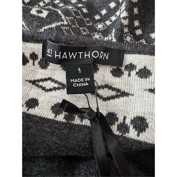 NWT Women's Gray & White 41 Hawthorn Fair Isle Print Sheath Sweater Dress Size L - Picture 5 of 7